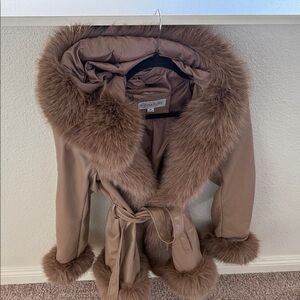 Brown Teddy Jacket with Faux Fur Trim